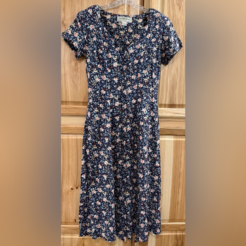 Maggie Lawrence Vintage Cottagecore Floral Print Dress Prairiecore Farmhouse